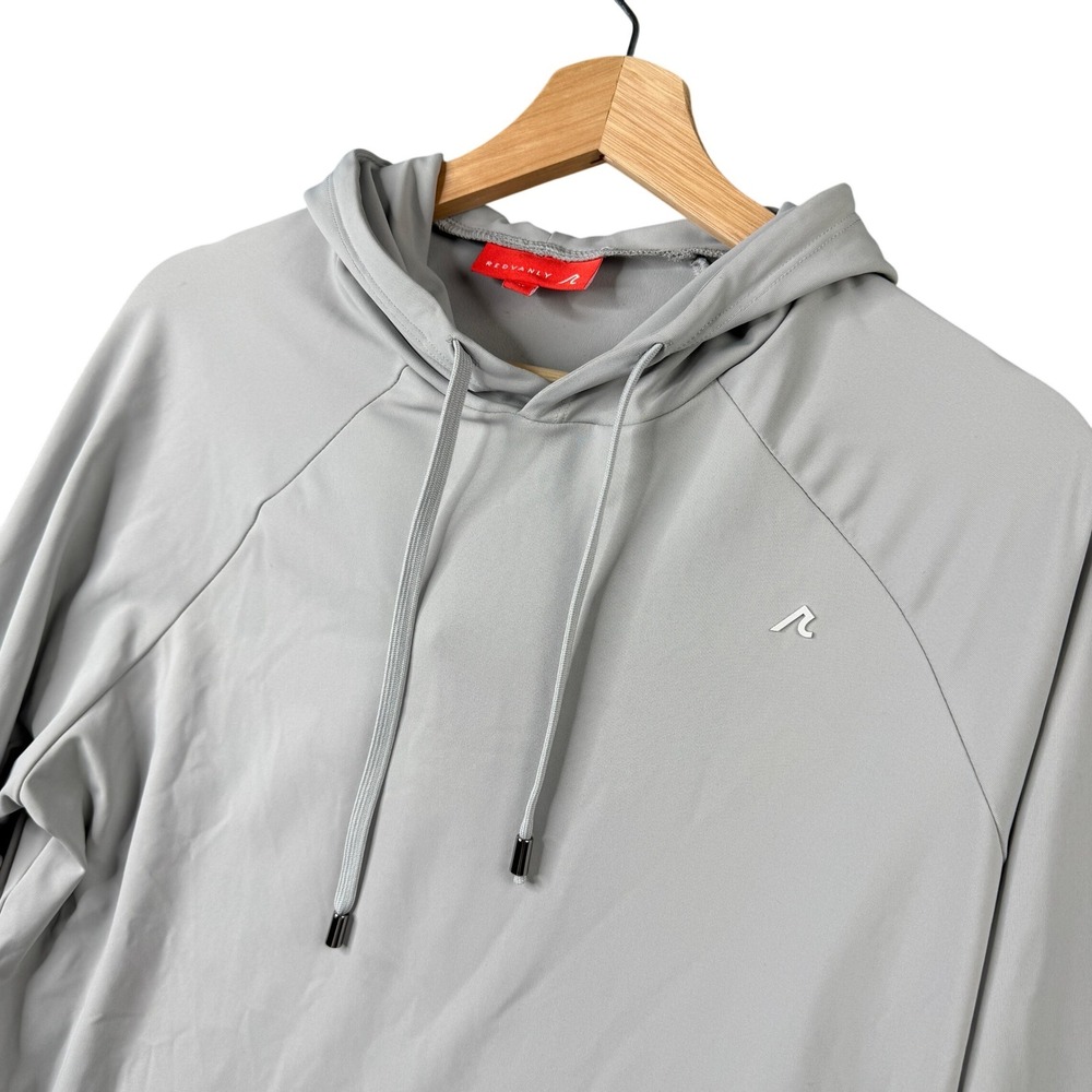 REDVANLY Mens Gray Athletic Performance Pullover Hoodie Size M Long sleeve